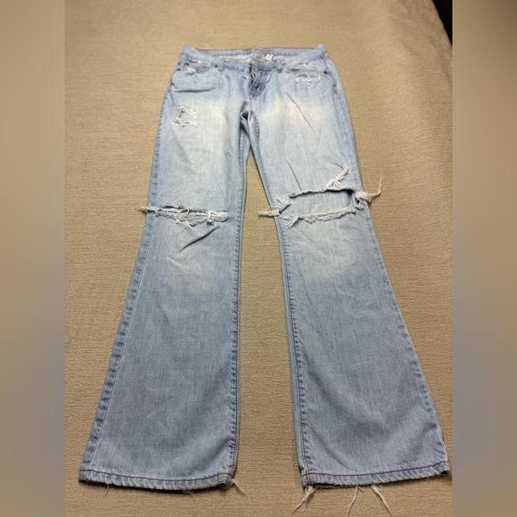 Abercrombie & Fitch Light Blue Ripped Wide Leg Jeans - Picture 1 of 5